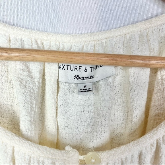 Madewell Texture & Thread Ivory White Tiered Sleeve Blouse M - Picture 5 of 6